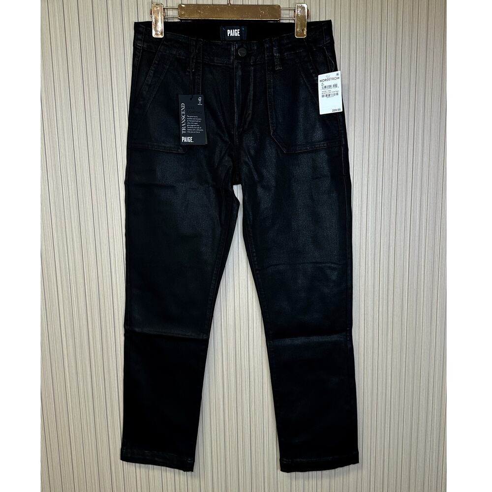 PAIGE Mayslie Straight Ankle in Black Fog Luxe Coating Size 29 - Picture 1 of 9